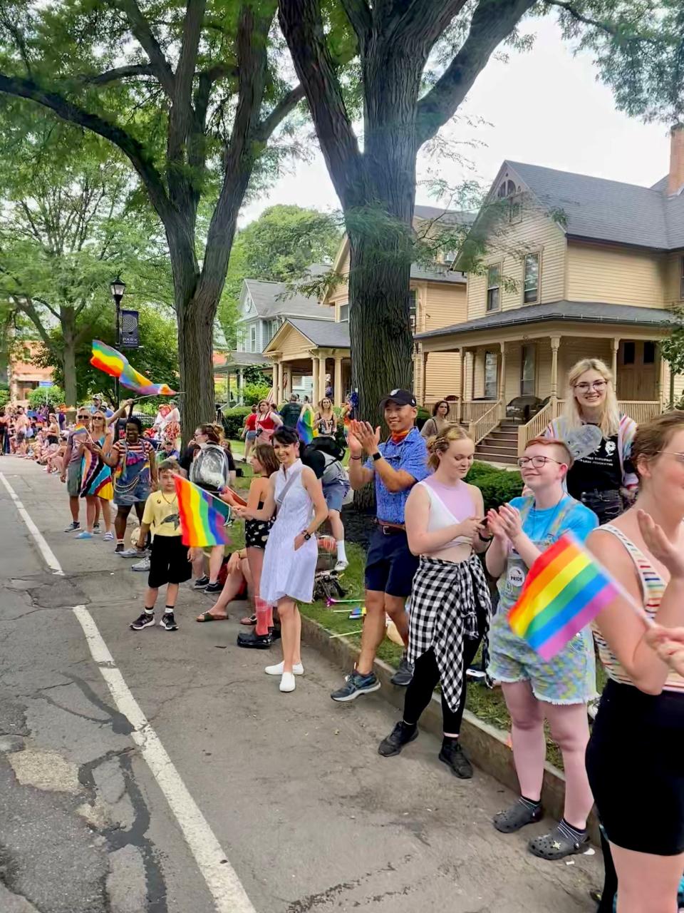 Area residents line the side of Park Avenue to view the 2023 Rochester Pride Parade on Saturday, July 15, 2023.