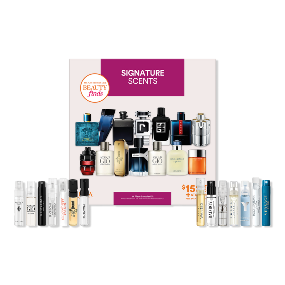 <p><a href="https://go.redirectingat.com?id=74968X1596630&url=https%3A%2F%2Fwww.ulta.com%2Fp%2Fsignature-scents-him-14-piece-sampler-kit-pimprod2041776&sref=https%3A%2F%2Fwww.esquire.com%2Fstyle%2Fgrooming%2Fg45898257%2Fbest-perfume-gift-sets%2F" rel="nofollow noopener" target="_blank" data-ylk="slk:Shop Now;elm:context_link;itc:0;sec:content-canvas" class="link ">Shop Now</a></p><p>Signature Scents For Him 14 Piece Sampler Kit</p><p>ulta.com</p><p>$35.00</p>