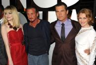 HOLLYWOOD, CA - JANUARY 07: (L-R) Actors Emma Stone, Sean Penn, Josh Brolin and Mireille Enos arrive at Warner Bros. Pictures' "Gangster Squad" premiere at Grauman's Chinese Theatre on January 7, 2013 in Hollywood, California. (Photo by Kevin Winter/Getty Images)