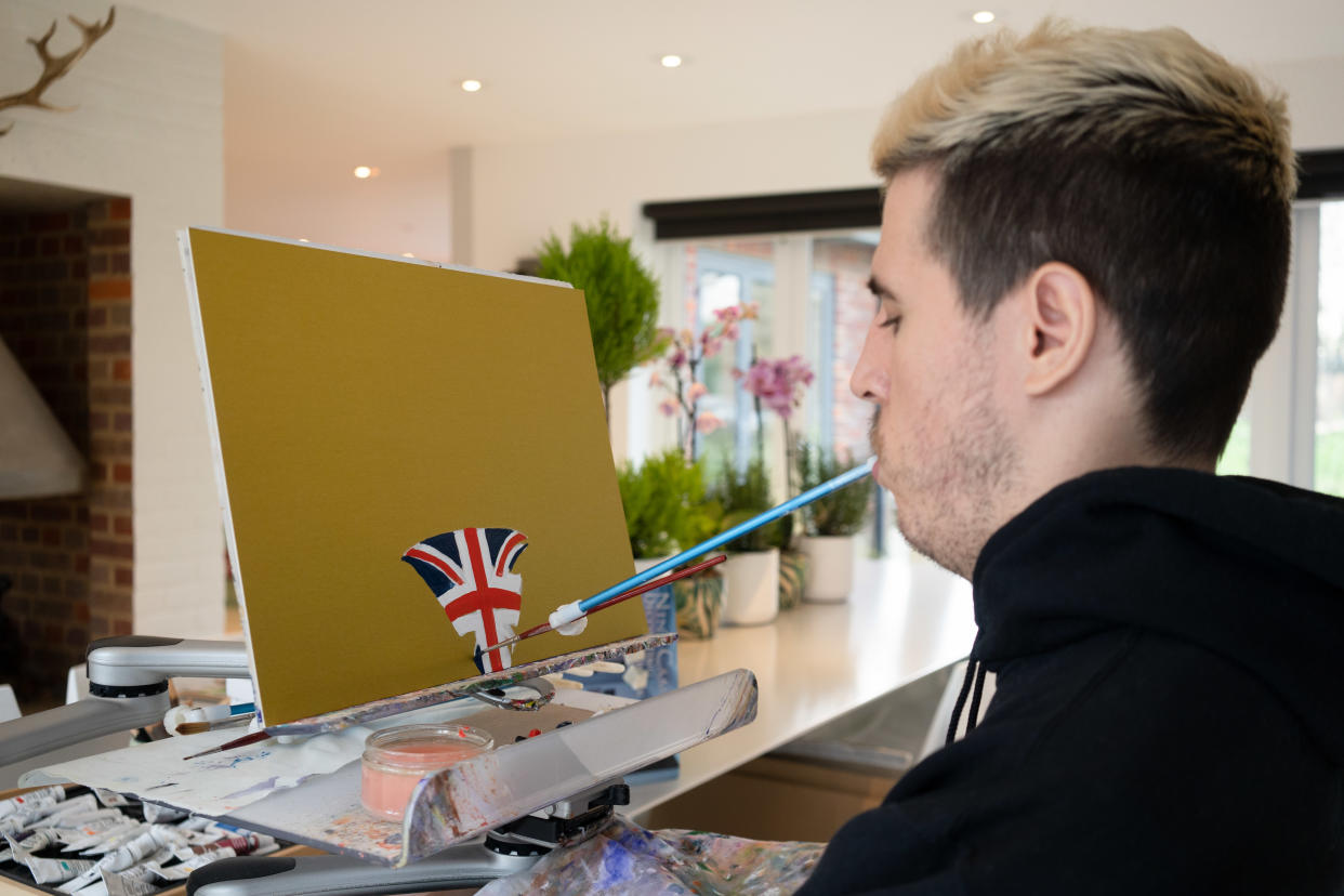 Fraser, 28, is paralysed from the neck down but has developed a major social media following through his mouth paintings