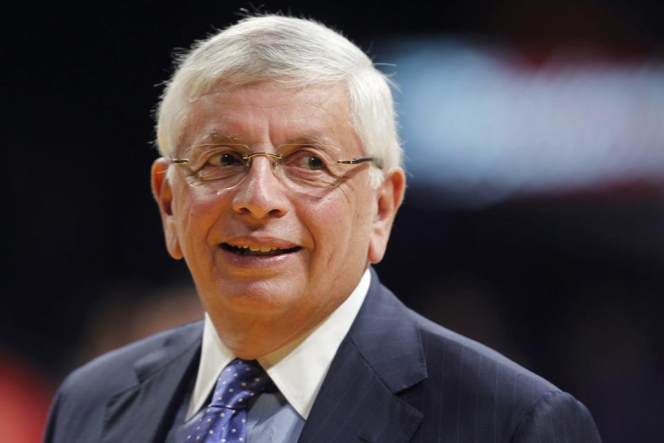 NBA Commissioner David Stern stands on the court before the game between the Los Angeles Lakers and the Houston Rockets in Los Angeles on Oct. 26, 2010. (Lucy Nicholson / Reuters file)