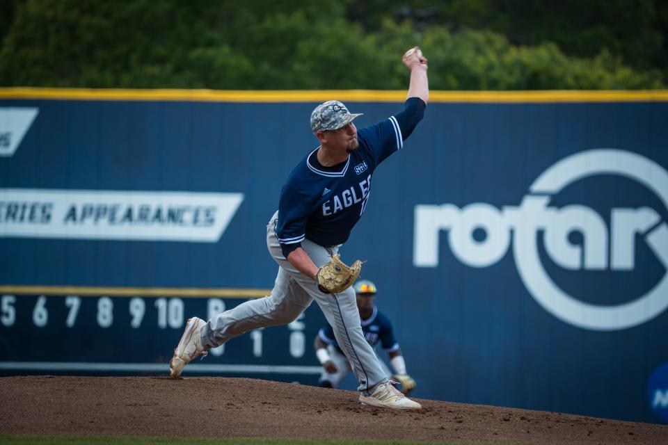 Georgia Southern starter Danny Madden pitches against Texas Tech on Sunday, June 5, 2022 in the Statesboro Regional at J.I. Clements Stadium. Texas Tech won 3-1 to eliminate the Eagles.