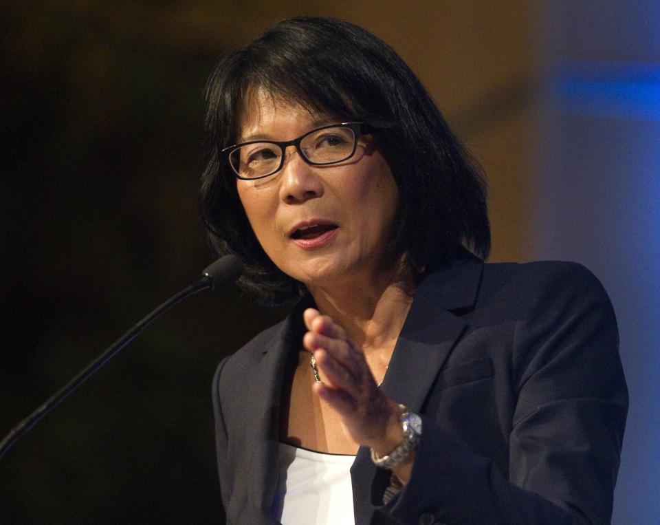 Toronto's mayoral candidate Olivia Chow participates in a debate hosted by the Canadian Tamil Congress in Scarborough, Ontario July 15, 2014. REUTERS/Fred Thornhill (CANADA - Tags: POLITICS PROFILE)