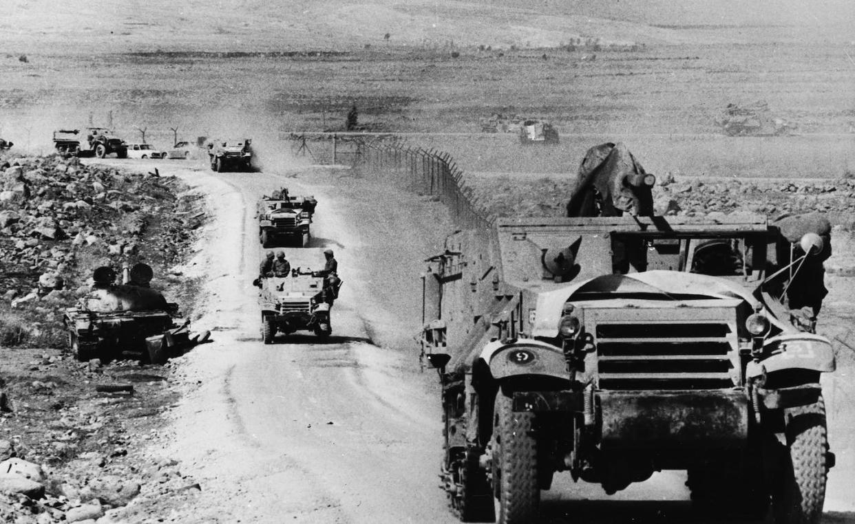 The 1973 Yom Kippur War proved a watershed moment in Middle East conflict and Israel's politics. <a href="https://www.gettyimages.com/detail/news-photo/an-israeli-armoured-column-on-its-way-into-syria-during-the-news-photo/3142548?adppopup=true" rel="nofollow noopener" target="_blank" data-ylk="slk:aniel Rosenblum/Keystone/Getty Images;elm:context_link;itc:0;sec:content-canvas" class="link ">aniel Rosenblum/Keystone/Getty Images</a>