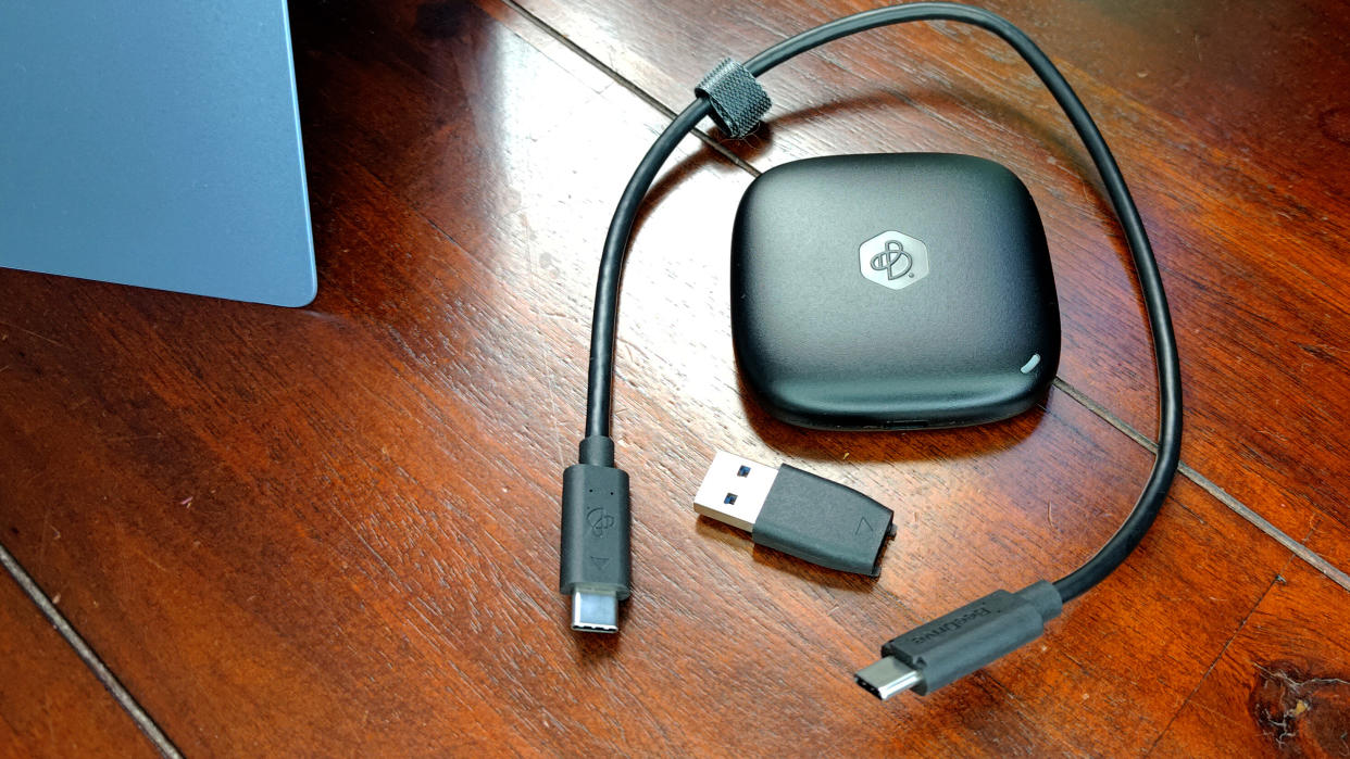  Synology BeeDrive connected to a Microsoft Surface via USB. 