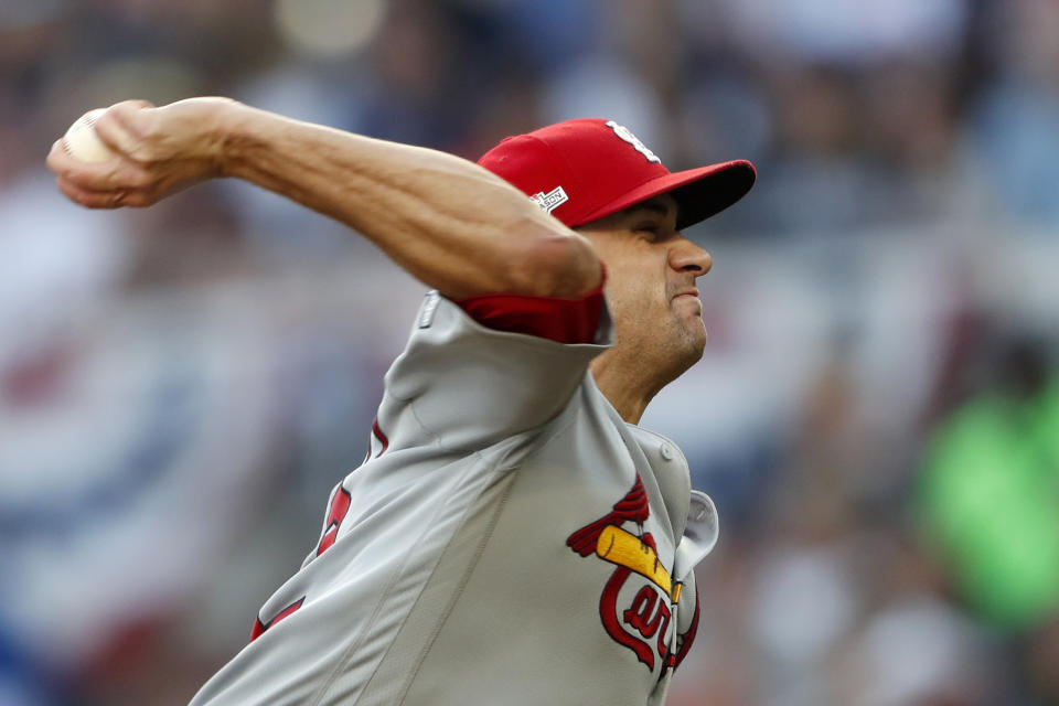 St. Louis Cardinals starting pitcher Jack Flaherty throws in the third inning of Game 5 of their National League Division Series baseball game against the Atlanta Braves, Wednesday, Oct. 9, 2019, in Atlanta. (AP Photo/John Bazemore)