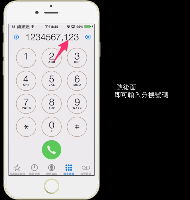 【iPhone 內建功能小教室】 第四堂～ iPhone撥打分機號碼！