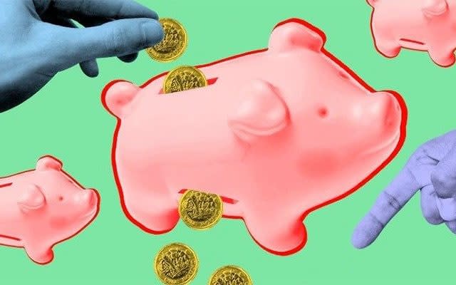 Piggy bank with money illustration