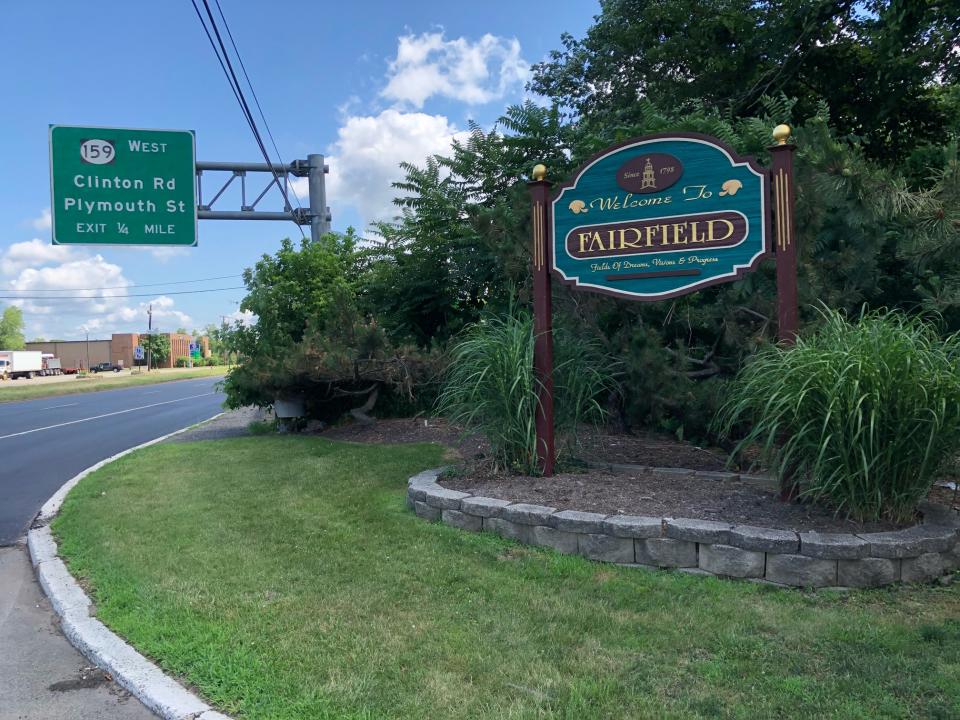 A street sign welcomes motorists to Fairfield, the home of Sherrill’s campaign for the 11th Congressional District. (Photo: Michael Walsh/Yahoo News)