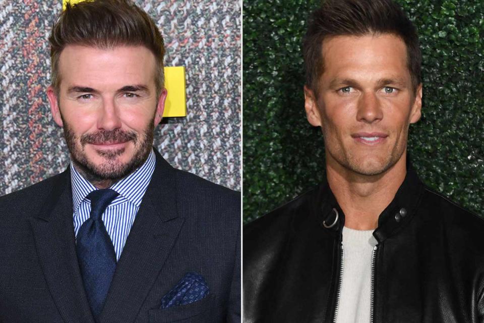 <p>Karwai Tang/WireImage, VALERIE MACON/AFP via Getty</p> David Beckham, Tom Brady