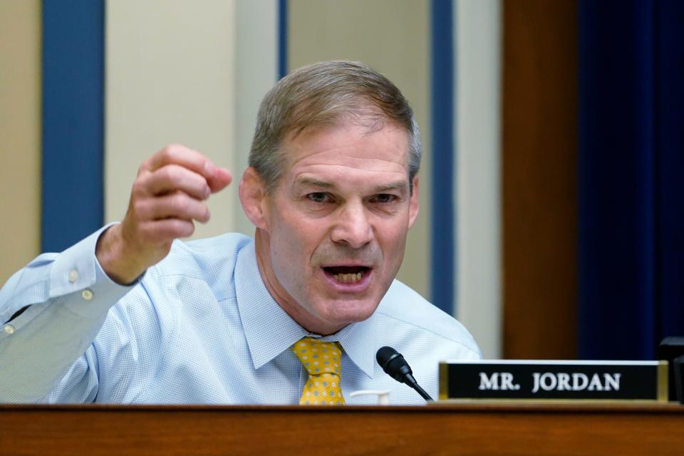 In this May 19, 2021, file photo, Rep. Jim Jordan, R-Ohio, speaks during a House Select Subcommittee hearing on Capitol Hill in Washington. Jordan released a letter Sunday saying he would not comply with a request to cooperate with the House Select Committee investigating the Jan. 6, 2021, Capitol riot.