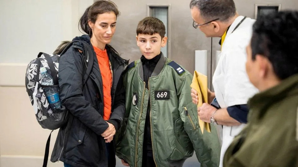 Eitan Yahalomi, 12, who was released on November 27, at Sourasky Medical Center (Ichilov) in Tel Aviv, Israel. - Israeli Defense Forces/Handout/Reuters