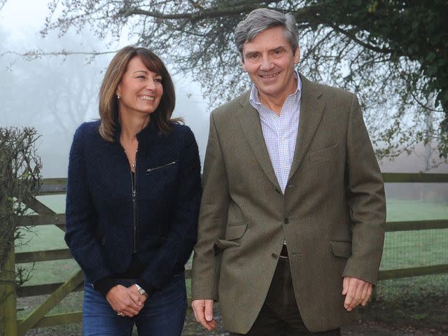 <p>Stefan Rousseau - WPA Pool/Getty</p> Michael and Carole Middleton outside their home near the village of Bucklebury in 2010.