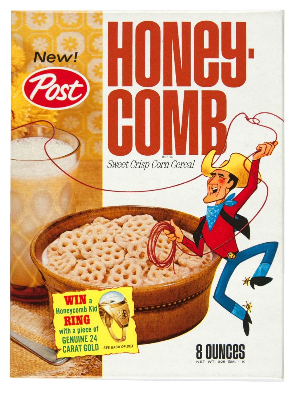 <p>Honeycomb's golden “combs” were super sweet and fun to eat, and they became a popular cereal around 1965. And they were known for being super large, with a slogan like "Honeycomb's big. Yeah, yeah, yeah. It's not small. No, no, no. Honeycomb's got... a big, big taste... a big, big crunch... for a big, big bite!"</p>