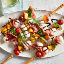 <p>These quick and easy caprese skewers are a perfect way to showcase fresh summer ingredients: mild and milky mozzarella complements sweet tomatoes, while the sweet grilled peaches and salty prosciutto add bold flavors that elevate this classic appetizer. If you're entertaining, serve these skewers on an Italian-themed snack board alongside less labor-intensive ingredients such as store-bought grissini, cheese, marinated artichokes and charcuterie.</p>