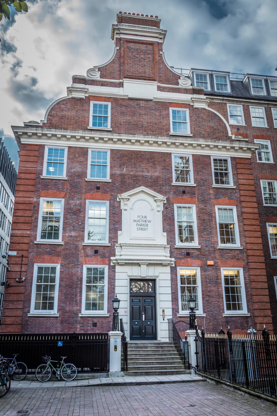 Entrance to the Conservative Campaign Headquarters on Matthew Parker Street, Westminster, London, SW1H, U.K.