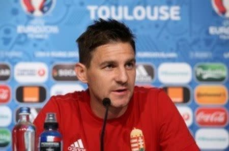 Football Soccer - EURO 2016 - Hungary News Conference - Stadium Municipal - Toulouse, France 25/6/16 Hungary's Zoltan Gera attends a news conference REUTERS/UEFA/Handout via REUTERS