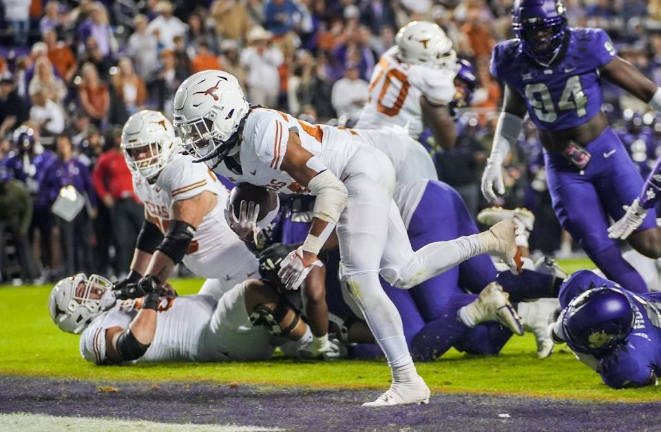 Texas running back Jonathon Brooks suffered an ACL injury Nov. 11 in the Longhorns' win over TCU and last week entered his name into the NFL draft.