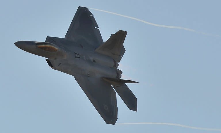 Illustration of a US Air Force F-22 Raptor. The US military has deployed F-22 Raptor stealth fighters to South Korea as part of the ongoing "Foal Eagle" military exercise