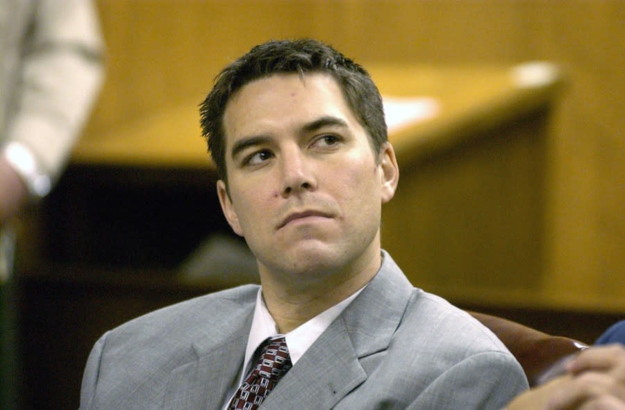 Scott Peterson listens to prosecutor Joseph Distaso respond to defense attorney Mark Geragos' petition for dismissing double murder charges against Peterson Jan. 14, 2004, in Modesto, California. (Bart Ah You-Pool/Getty Images)