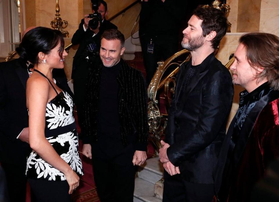 Meghan Markle with members of Take That | Matt Frost/ITV/REX/Shutterstock