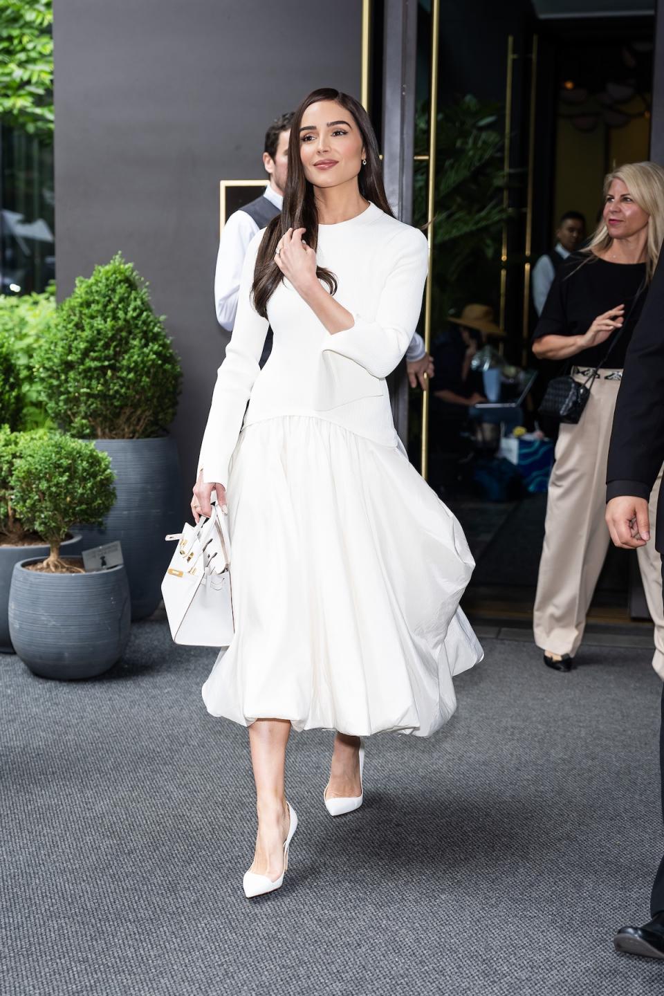 Olivia Culpo is seen in Francesco Russo shoes NoMad on May 13, 2024 in New York City. 