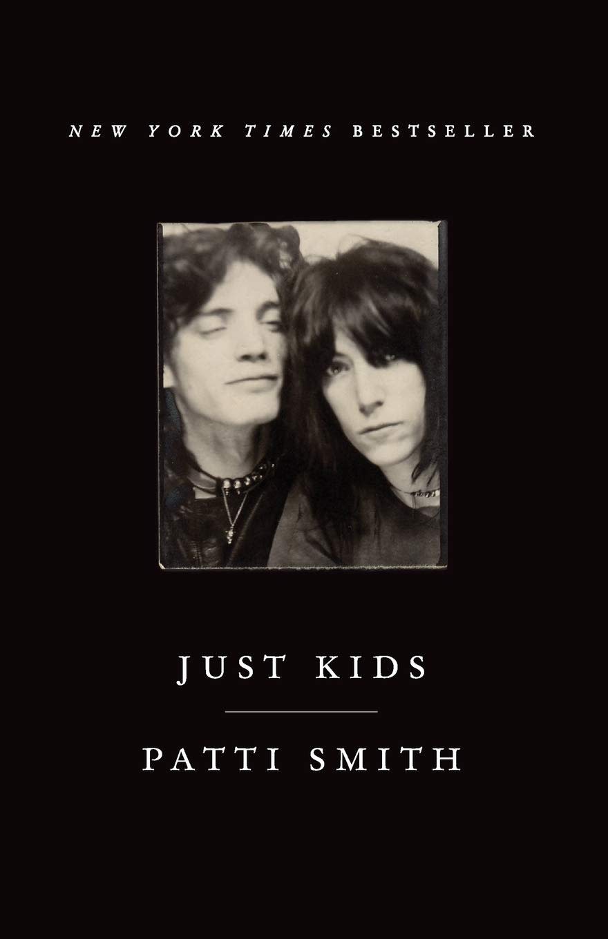 black and white book cover with photo of patti smith and robert mapplethorpe