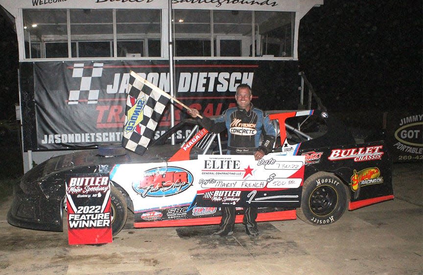 Marty French brought home the win in Saturday’s Elite Contracting Street Stock Division race at Butler Motor Speedway.