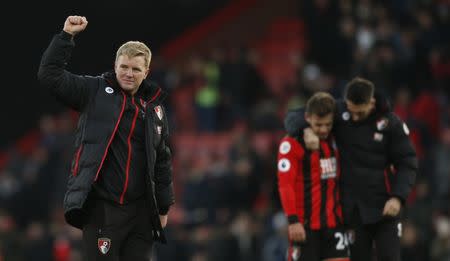 Britain Football Soccer - AFC Bournemouth v Liverpool - Premier League - Vitality Stadium - 4/12/16 Bournemouth manager Eddie Howe celebrates after the game Action Images via Reuters / Paul Childs Livepic