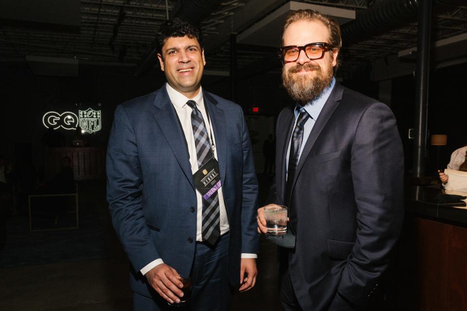 David Harbour of 
 Stranger Things (right) and friend