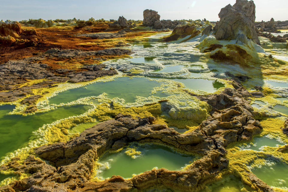 Acid pools in Africa that look like a Martian landscape