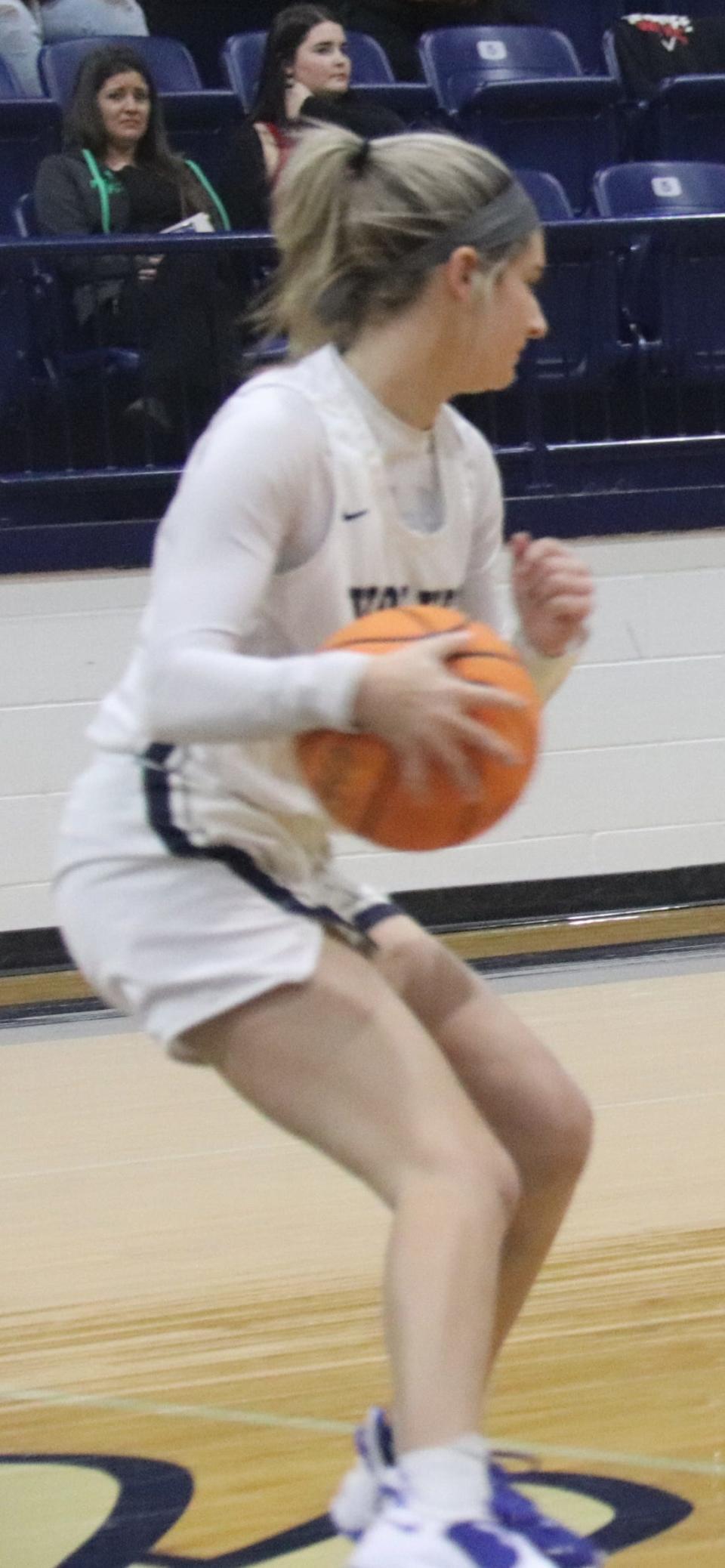 Shawnee's Ansley Orrell possesses the basketball during a recent game.