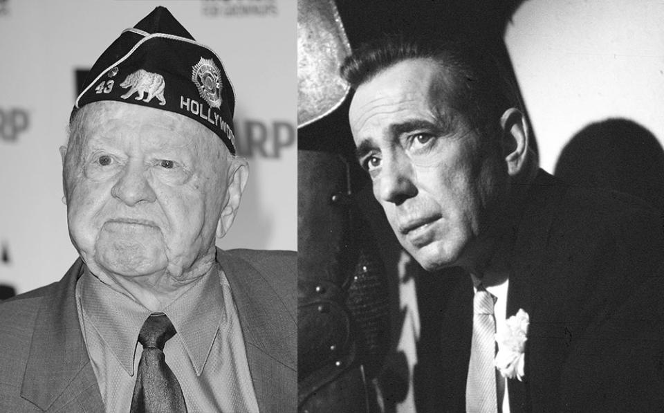 Former members and guests of Legion Post 43 include, from left: Mickey Rooney and Humphrey Bogart.