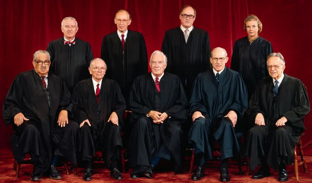 <p>Bettmann Archive</p> The Supreme Court's official portrait after Sandra Day O'Connor was sworn-in as the nation's first female justice