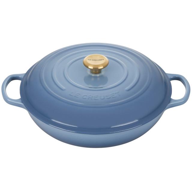 Le Creuset Signature 10.25 Chambray Blue Enameled Cast Iron Skillet +  Reviews