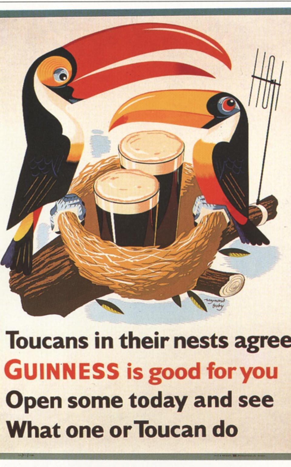 ‘Toucans in their nests agree: Guinness is good for you’. A 1950s advertisement - alamy