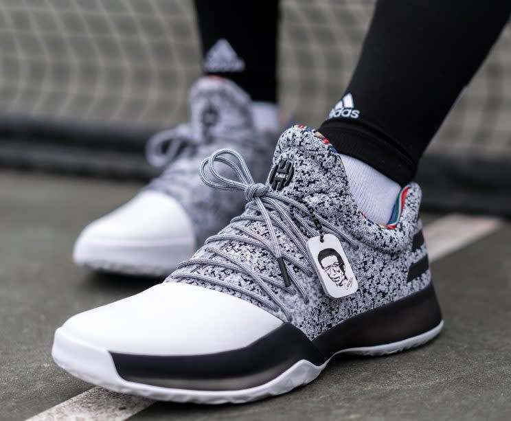 James Harden's Black History Month sneakers. (Courtesy of adidas)