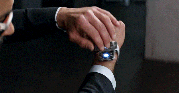 A gif from Civil War shows Tony's Watch gauntlet opening over his hand