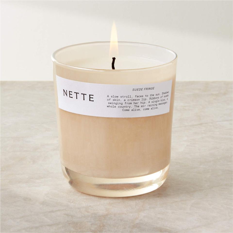 12) Nette Suede Fringe Soy Wax Candle