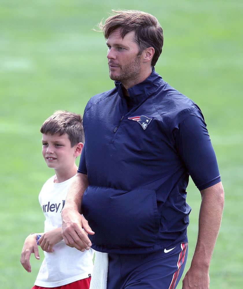 Brady and eldest son, Jack, in 2016