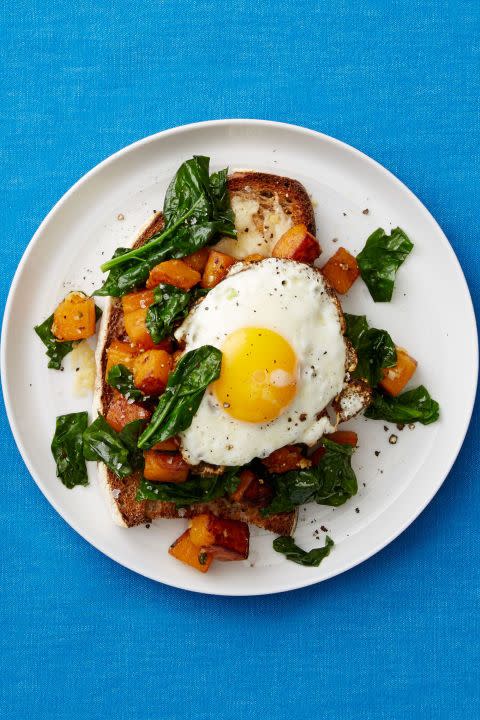 Butternut Squash and Spinach Toasts