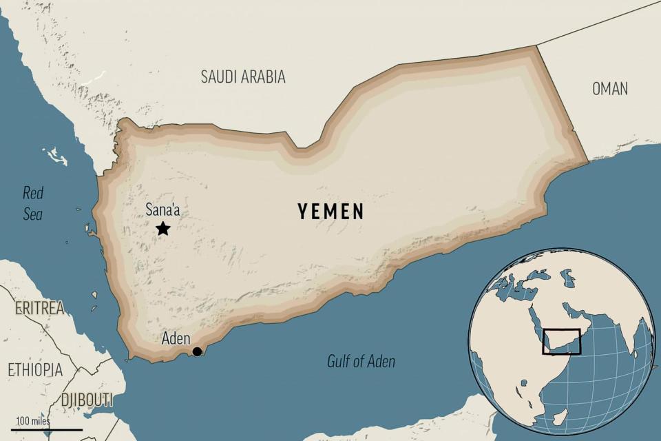 PHOTO: A locator map for Yemen with its capital, Sanaa.  (AP)