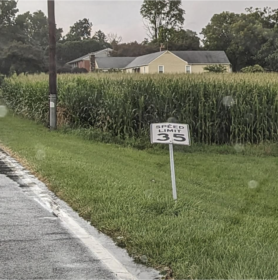 a street sign knocked over