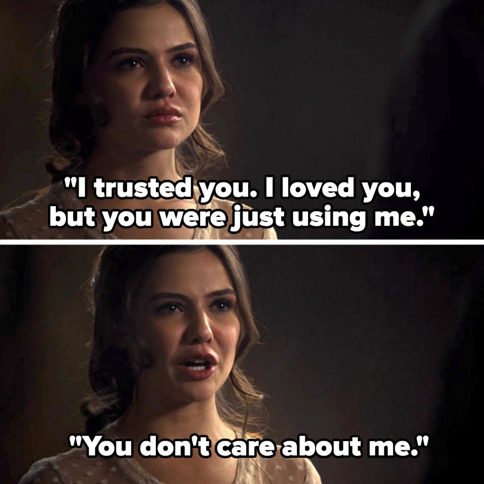 character saying, i trusted you, i loved you but you were just using me you don't care about me