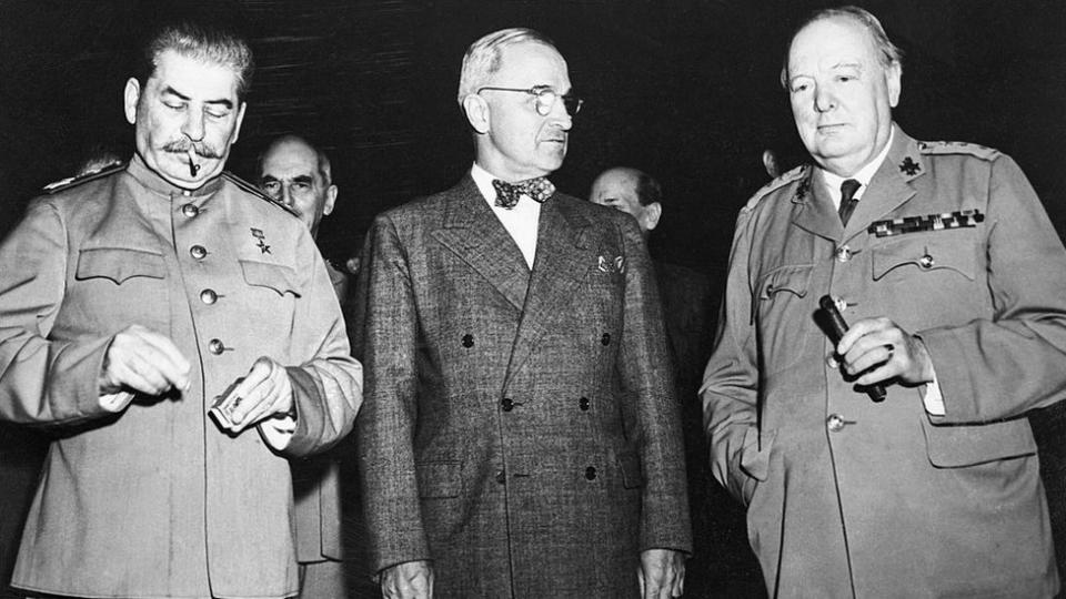Josef Stalin, Harry S. Truman y Winston Churchill.