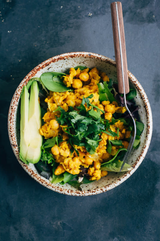 <p>Well and Full</p><p>Move over scrambled eggs...this healthy, vegan chickpea scramble is incredibly easy to make and crazy delicious!</p><p><strong>Get the recipe: <a href="https://wellandfull.com/2016/03/chickpea-scramble-breakfast-bowl/" rel="nofollow noopener" target="_blank" data-ylk="slk:Chickpea Scramble Breakfast Bo;elm:context_link;itc:0;sec:content-canvas" class="link ">Chickpea Scramble Breakfast Bo</a></strong></p>