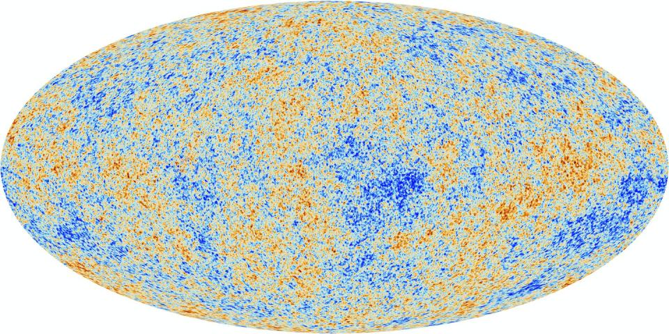 A visualization of tiny energy fluctuations in the early universe. <a href="https://sci.esa.int/web/planck/-/51553-cosmic-microwave-background-seen-by-planck" rel="nofollow noopener" target="_blank" data-ylk="slk:ESA, Planck Collaboration;elm:context_link;itc:0;sec:content-canvas" class="link ">ESA, Planck Collaboration</a>, <a href="http://creativecommons.org/licenses/by/4.0/" rel="nofollow noopener" target="_blank" data-ylk="slk:CC BY;elm:context_link;itc:0;sec:content-canvas" class="link ">CC BY</a>