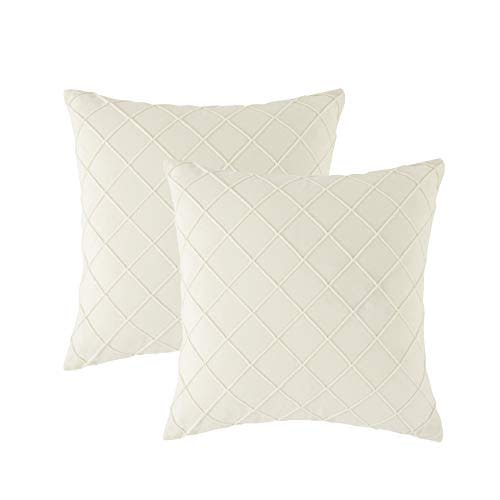 13) Longhui Bedding Velvet Cream Throw Pillow Covers (Set of Two)