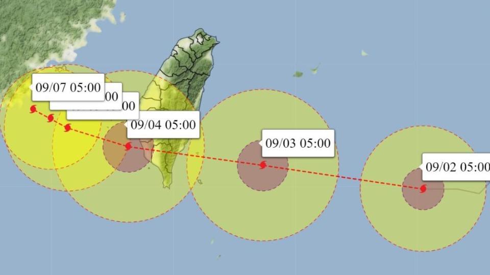 颱風預計明晚在台東或恆春半島登陸。（圖／翻攝自氣象達人彭啟明臉書）