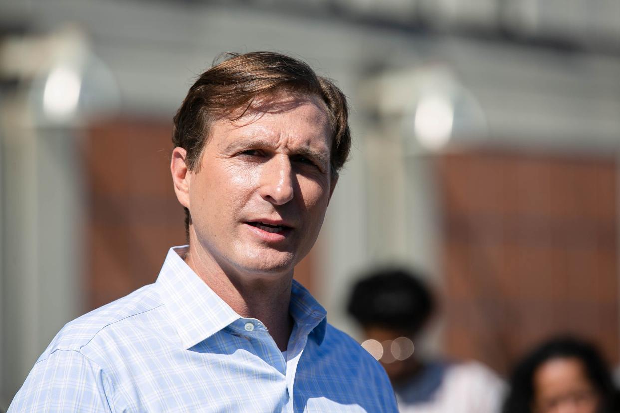 Dan Goldman speaking at a press conference regarding the inhumane conditions at Metropolitan Detention Center at 80 29th St., Brooklyn on Tuesday,. (Shawn Inglima for New York Daily News) 